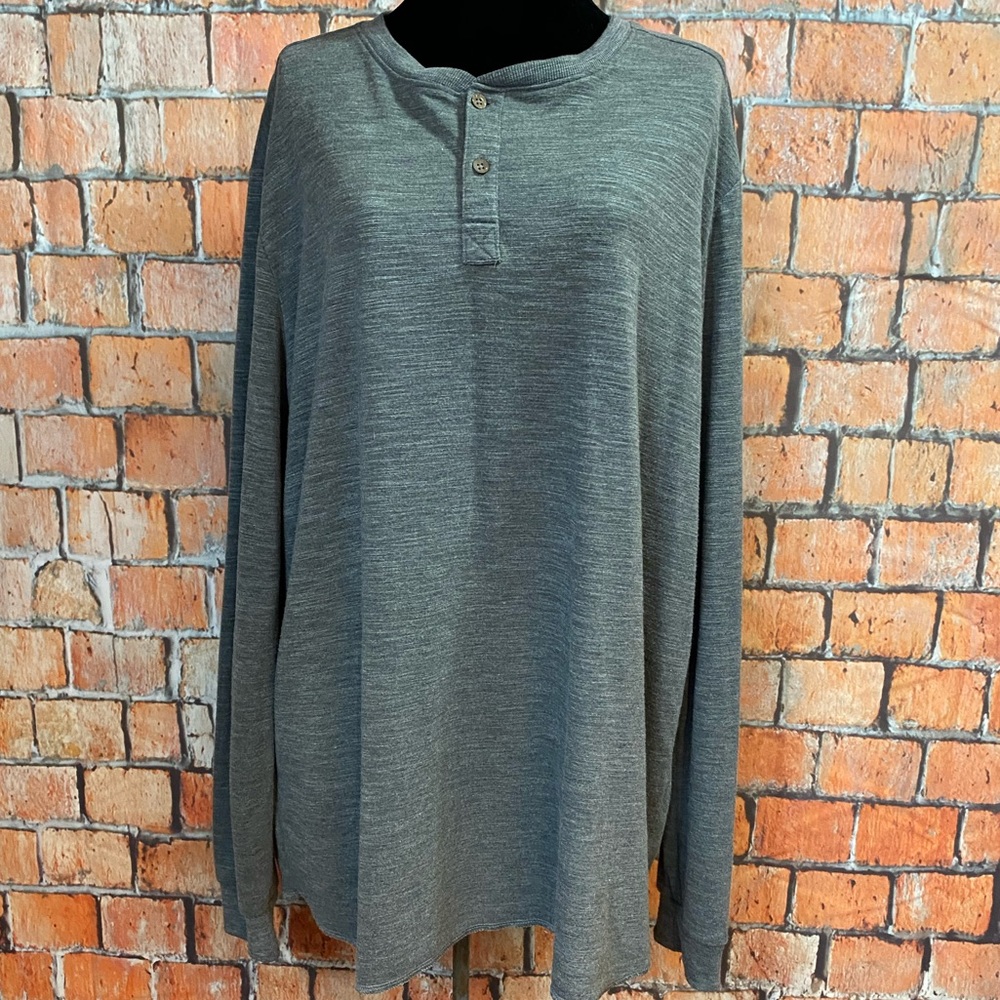 George Charcoal Long Sleeve Henley Shirt